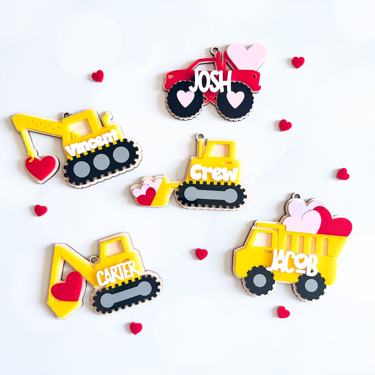 Excavator Valentines Day Basket Tag