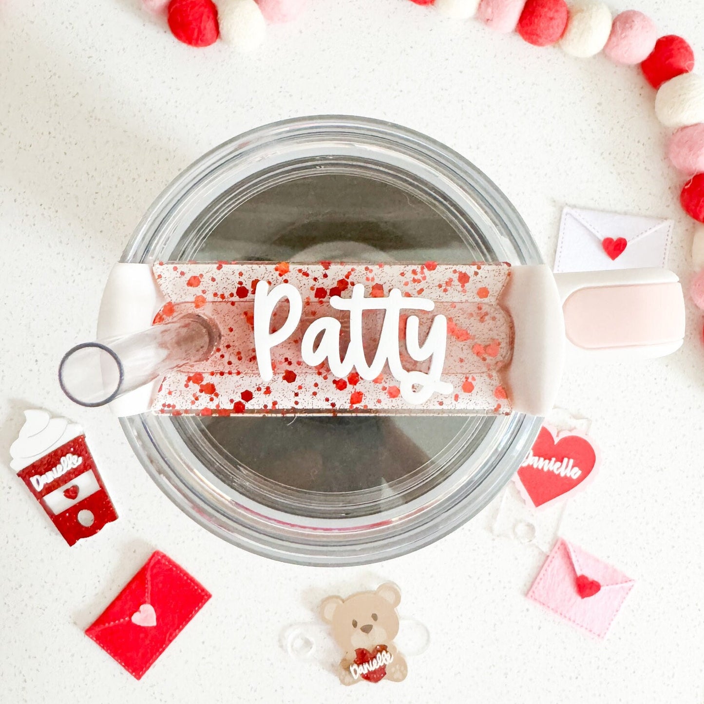 Red Glitter Stanley Topper