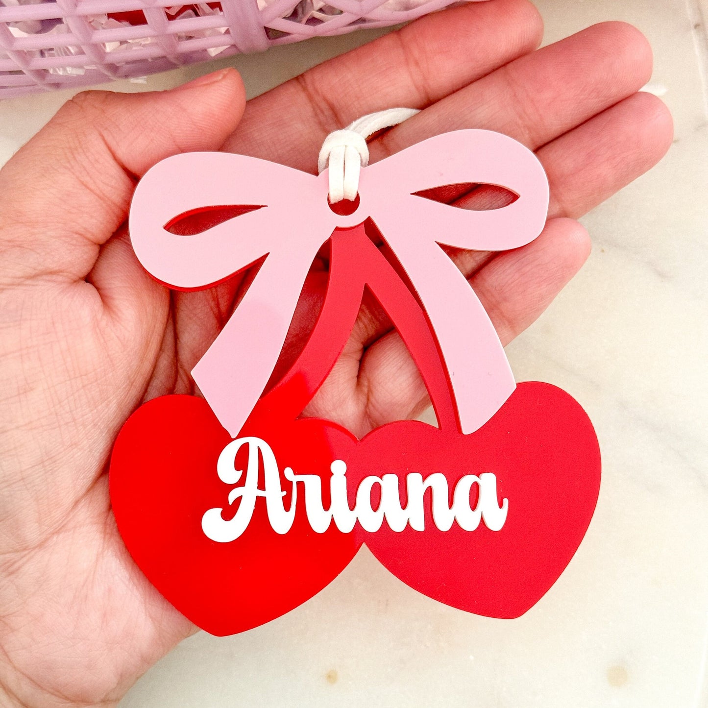 Cute Cherry Heart Valentine's Day Gift Basket Tag