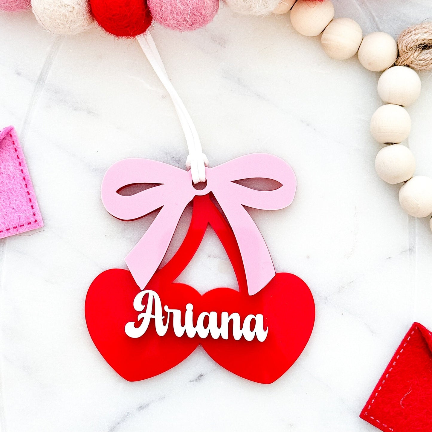 Cute Cherry Heart Valentine's Day Gift Basket Tag