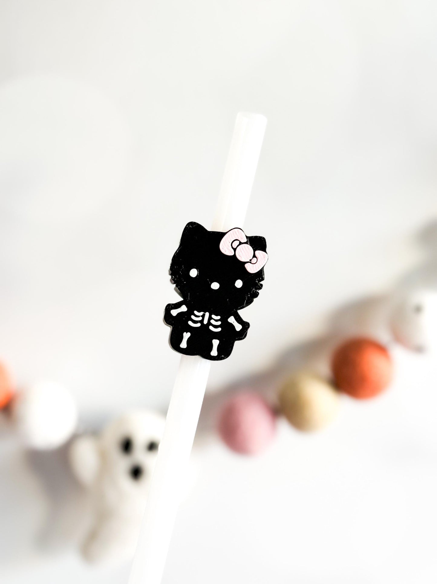 Midnight Meowgical Skeleton Straw Charm Topper
