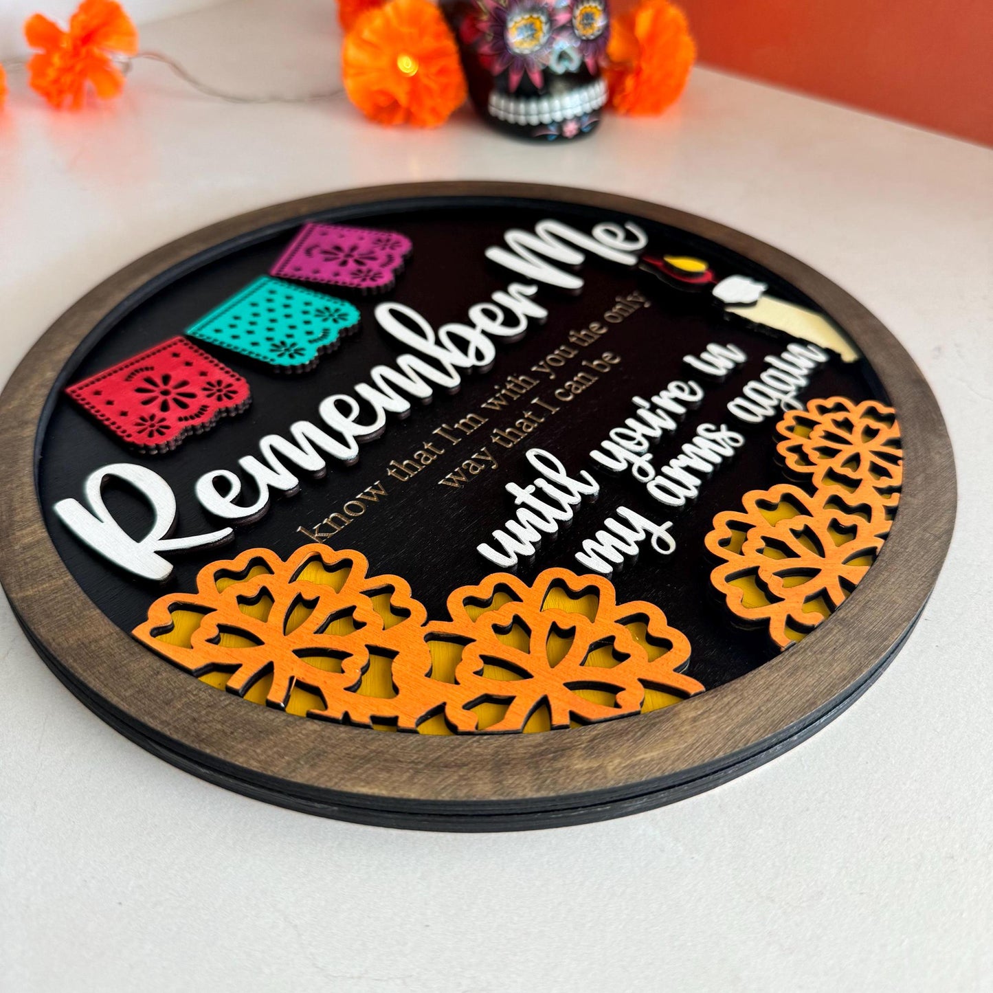 Round Ofrenda Memorial Sign Day of the Dead