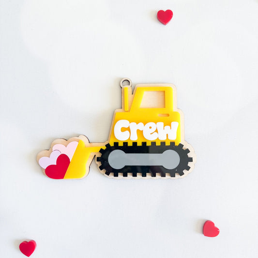 Bulldozer Valentines Day Basket Tag