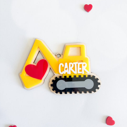 Excavator Valentines Day Basket Tag