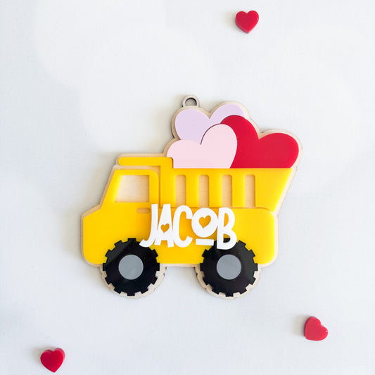 Dump Truck Valentines Day Basket Tag