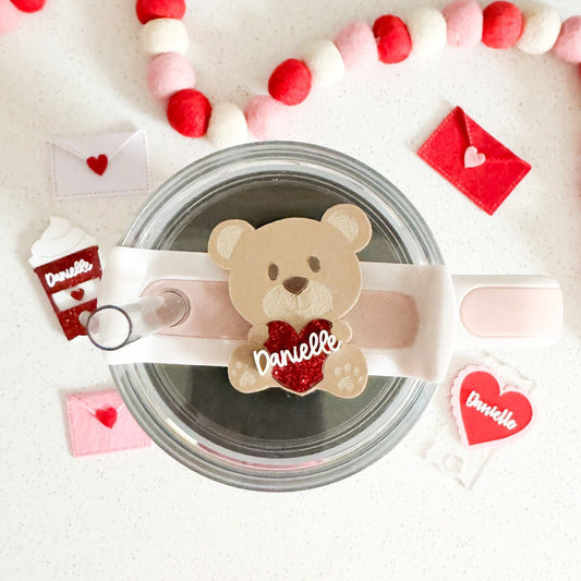 Mama Bear, Teddy Bear, Stanley Tumbler Accessories, Everyday Tumbler Topper, Stanley Name Plate,  Gift, Personalized Name